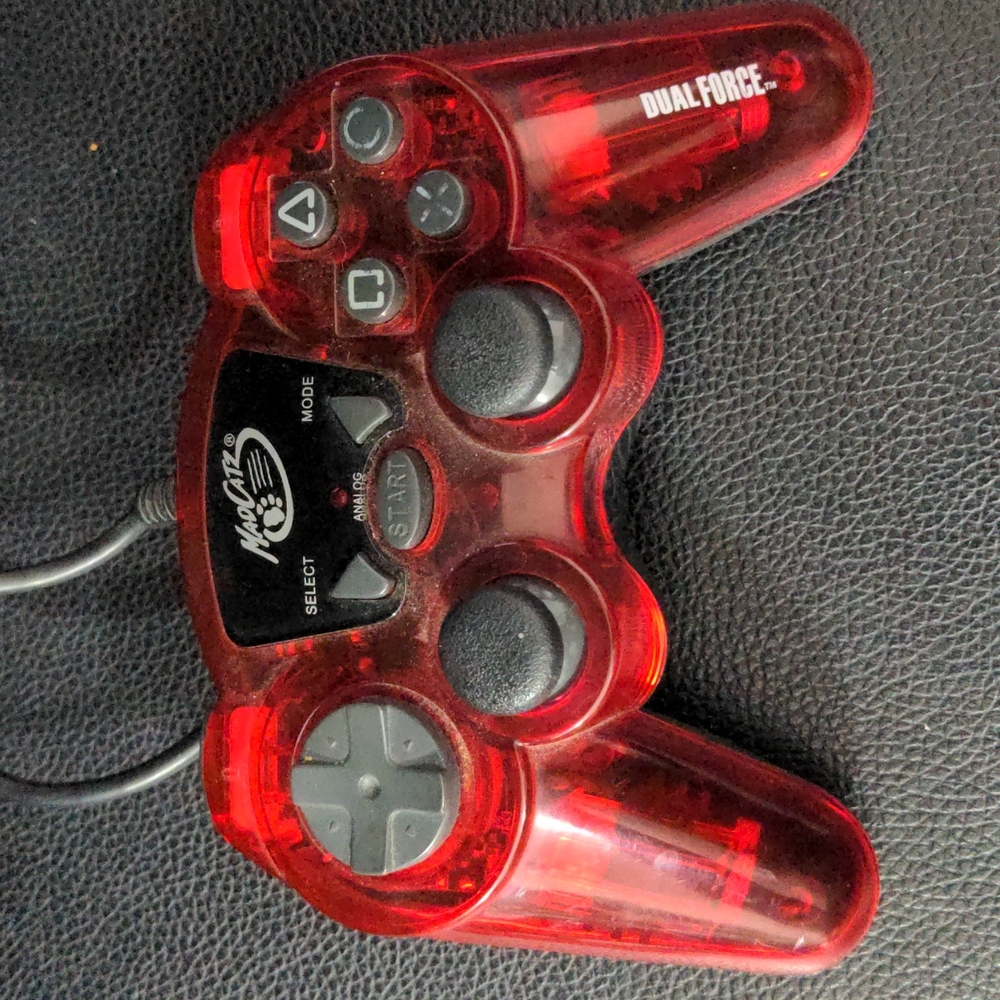 Mad Catz Dual Force Red Controller Item 8016 PlayStation 2 Tested Working PS2